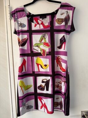 Patricia Field Stretch Body Con Shoe Y2K Mini Dress Large Sex in the City